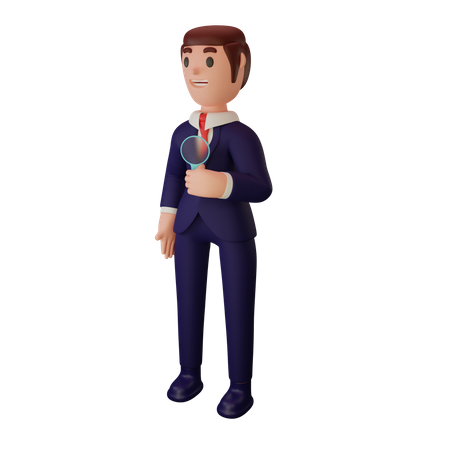 Businessman With Magnifying Glass  3D Illustration