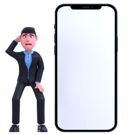 Businessman with mobile  3D Illustration