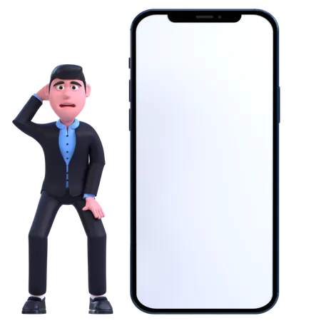 Businessman with mobile  3D Illustration