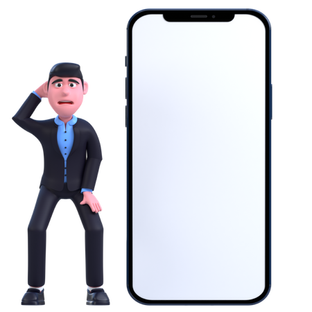 Businessman with mobile  3D Illustration