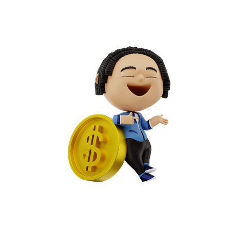 Businessman with money 3D Illustration
