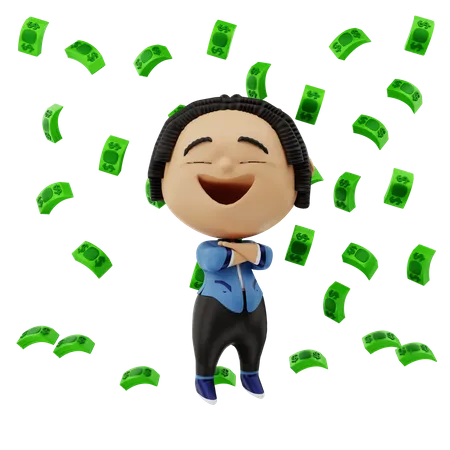 Businessman with money rain  3D Illustration