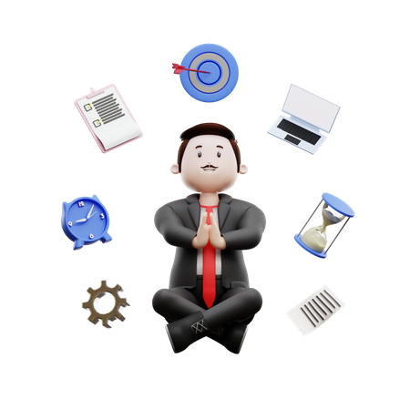 Businessman With Multiple Tasks  3D Illustration