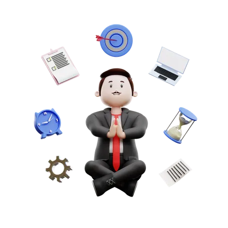 Businessman With Multiple Tasks  3D Illustration