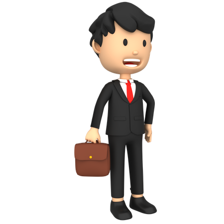 Businessman with office bag  3D Illustration