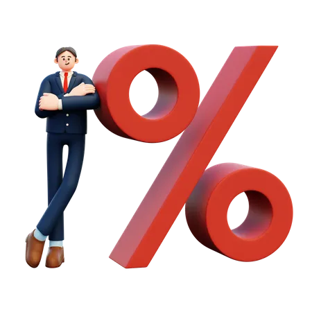 Businessman With Percentage  3D Illustration