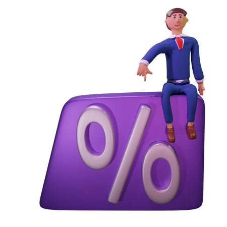 Businessman with percentage  3D Illustration