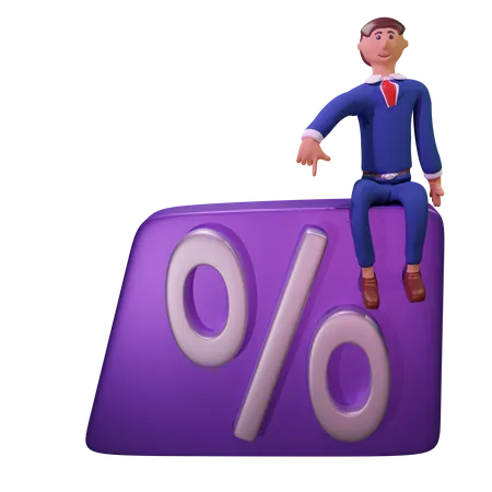 Businessman with percentage  3D Illustration