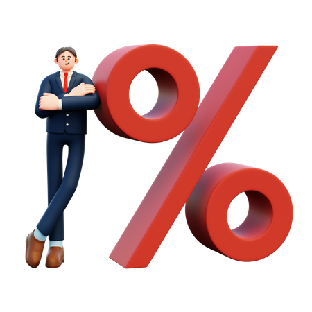 Businessman With Percentage  3D Illustration