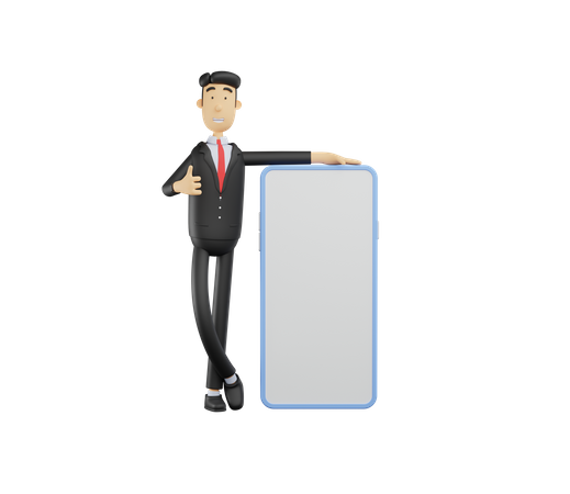 Businessman with phone showing thumbs up  3D Icon