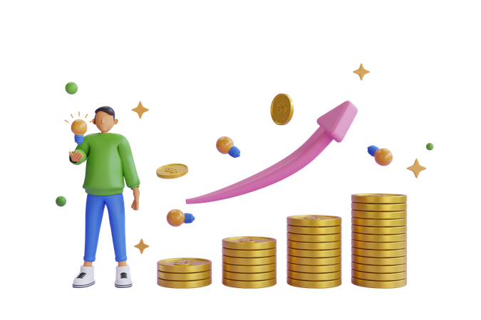 Businessman with positive investment return  3D Icon
