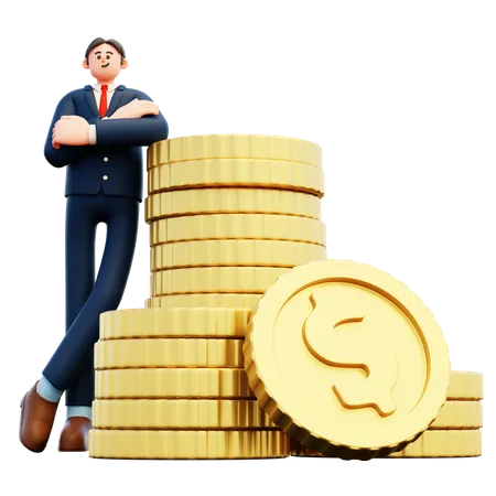 Businessman With Profit  3D Illustration