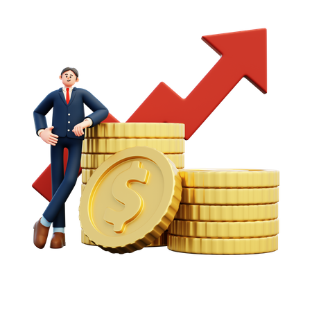 Businessman With Profit  3D Illustration