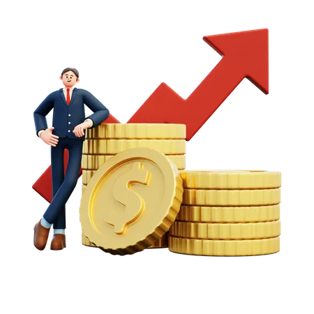 Businessman With Profit  3D Illustration