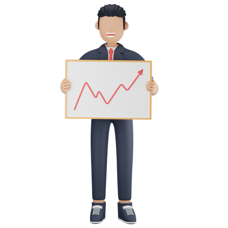 Businessman with profit chart 3D Illustration