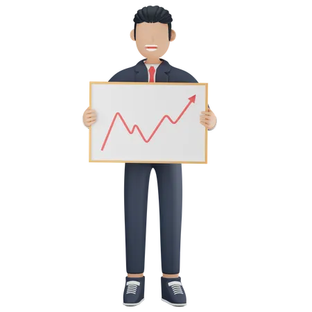 Businessman with profit chart  3D Illustration