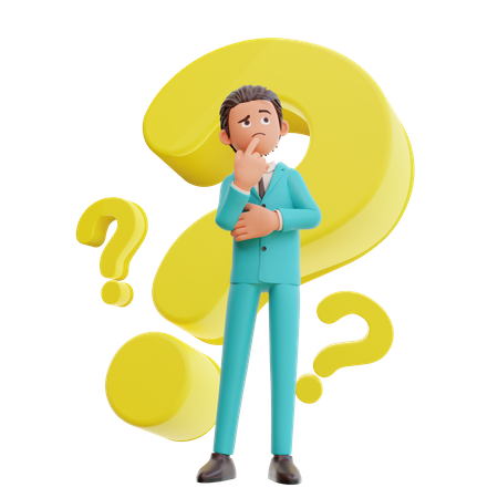 Businessman with question mark  3D Illustration