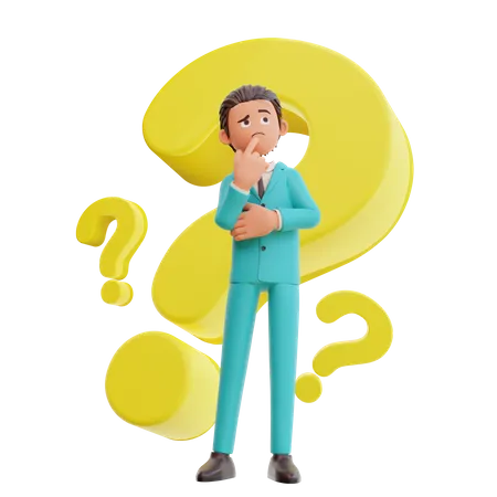 Businessman with question mark  3D Illustration