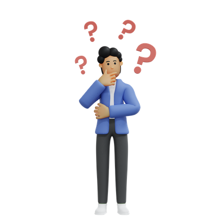 Businessman with questions  3D Icon