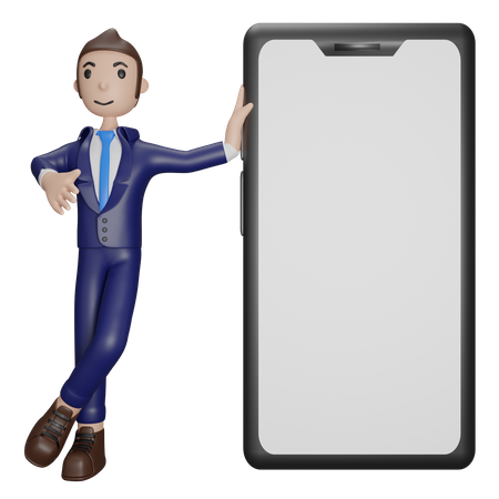 Businessman with smartphone  3D Illustration