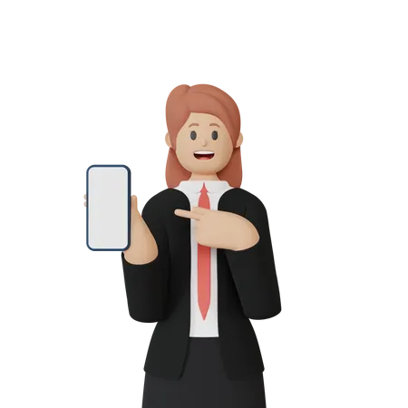Businesswoman With Smartphone With Blank Screen  3D Illustration