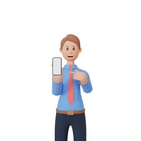 Man Showing Screen Of Phone 3 D Illustration 3D Illustration
