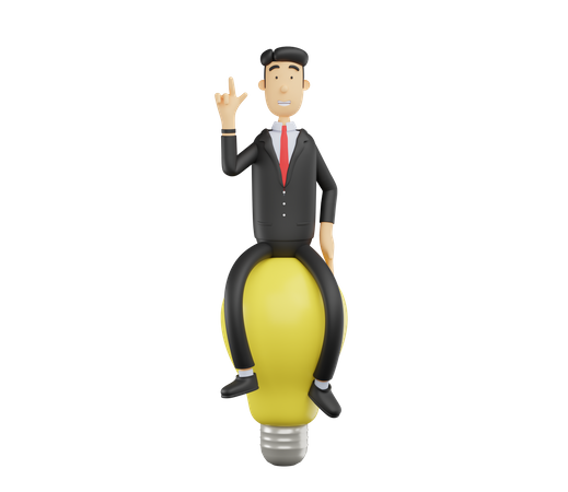 Businessman with startup idea  3D Icon