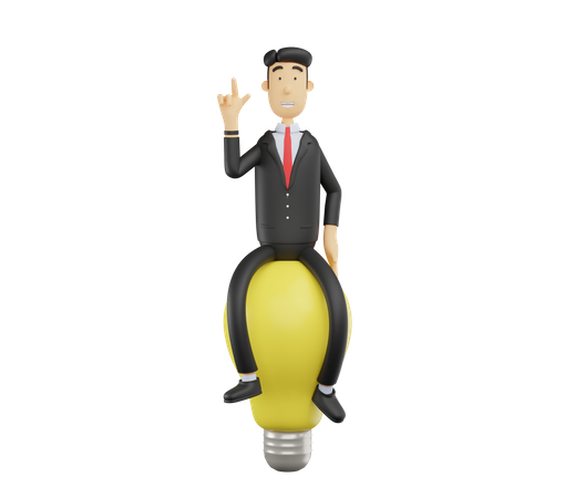 Businessman with startup idea  3D Illustration