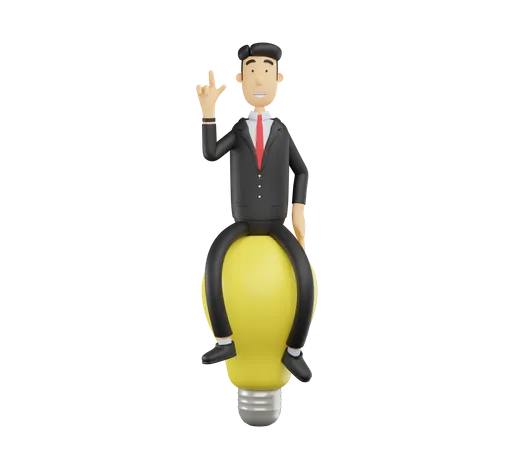 Businessman with startup idea  3D Illustration