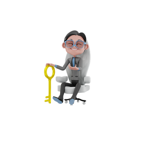 Businessman with success key 3D Illustration