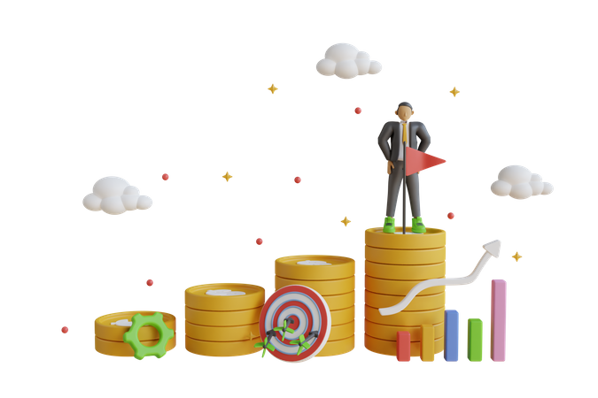 Businessman with successful leadership  3D Icon