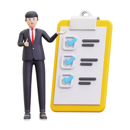 Businessman With Task List  3D Illustration