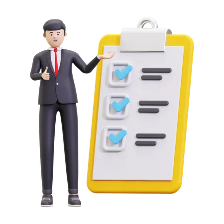 Businessman With Task List  3D Illustration