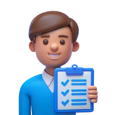 Businessman with tasklist  3D Icon