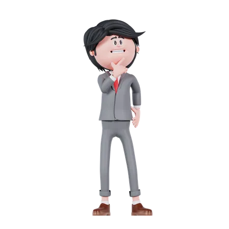 3 D Businessman Is Thingking Pose 3D Illustration
