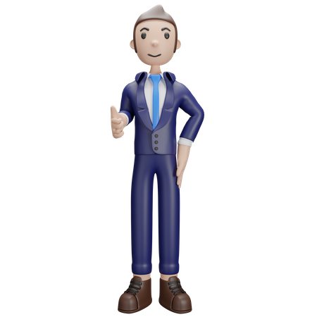 Businessman with thumb up sign  3D Icon