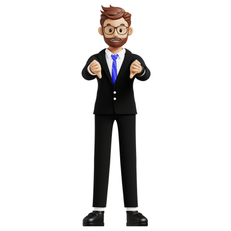 Businessman With Thumbs Down Gesture  3D Illustration