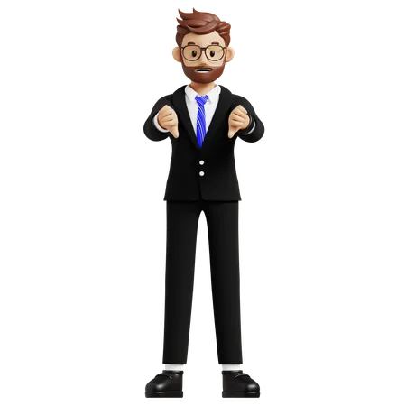 Businessman With Thumbs Down Gesture  3D Illustration