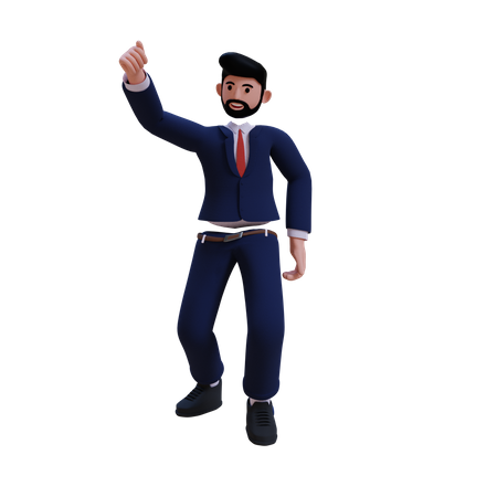 Businessman with thumbs up hand gesture 3D Illustration