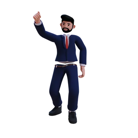 Businessman with thumbs up hand gesture  3D Illustration