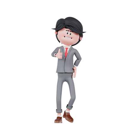 Businessman With Thumbs Up Pose  3D Illustration