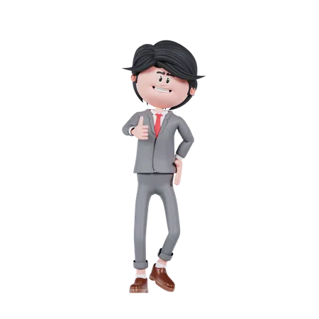 Businessman With Thumbs Up Pose  3D Illustration