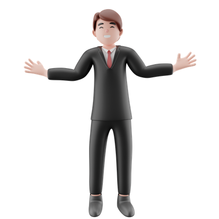 Businessman with wide arms  3D Illustration