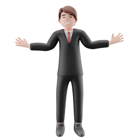 Businessman with wide arms  3D Illustration