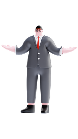Businessman with wide open arms  3D Icon
