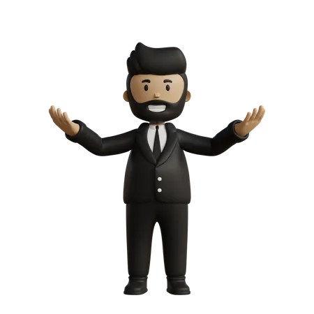 Businessman with wide open arms  3D Illustration