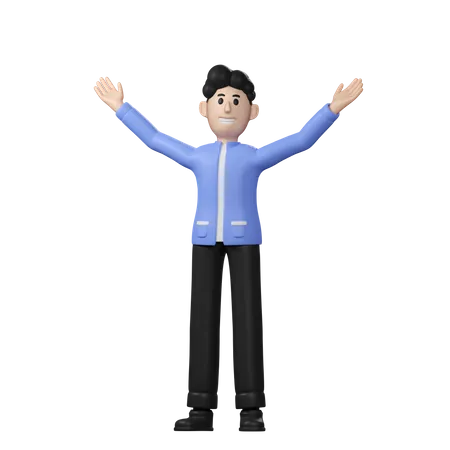 Businessman with wide open arms  3D Illustration