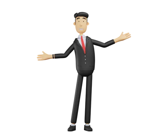 Businessman with wide open arms  3D Illustration