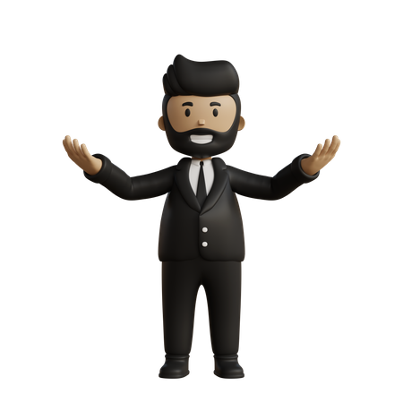 Businessman with wide open arms 3D Illustration