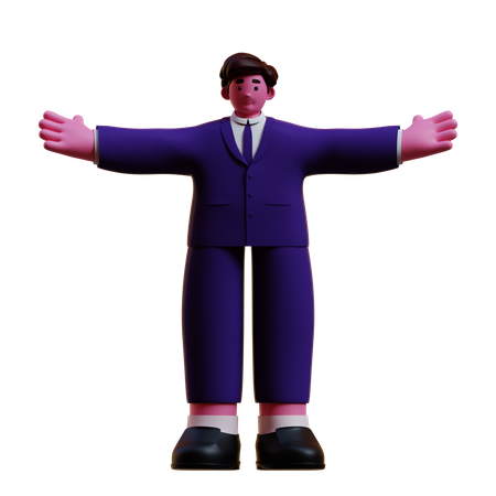 Businessman With Wide Open Hands  3D Illustration